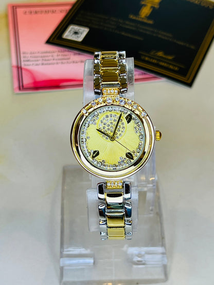 Two Tone Gold Leaf Zircon Watch for her