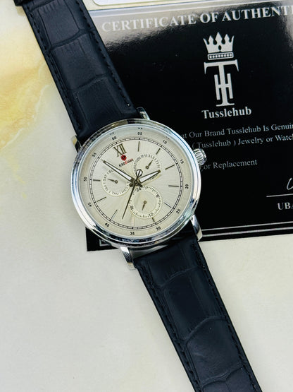 Kademan Black Silver Trio Chronograph Watch