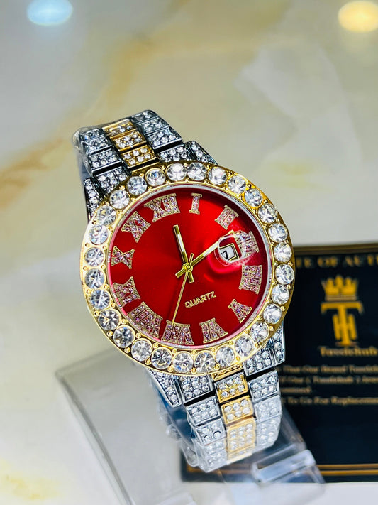 Two Tone Blood Unisex Iced Out Watch