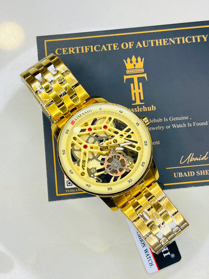 Maimashi All Gold Skeleton Watch
