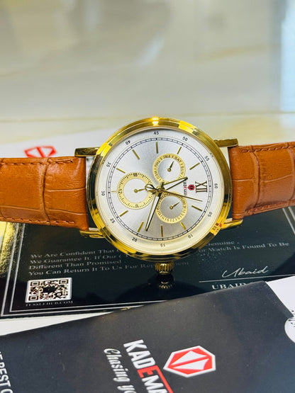 Kademan Brown Gold Trio Chronograph Watch