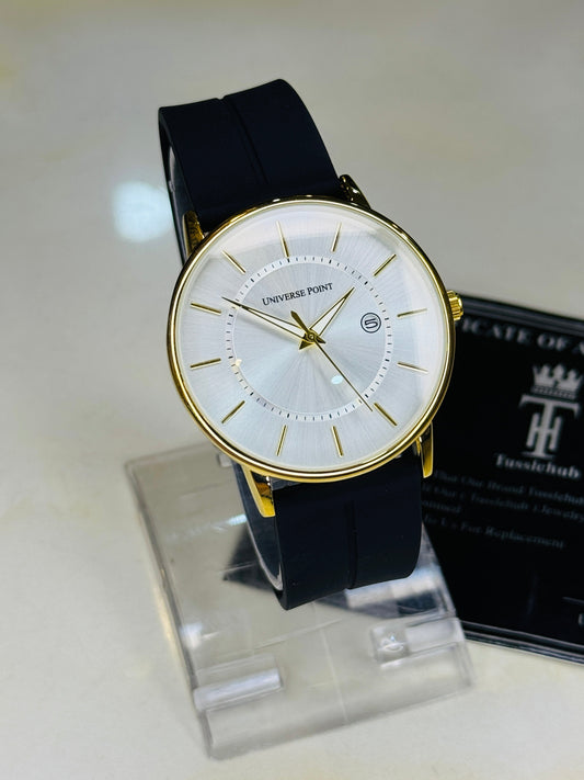Model A Black Gold White Slim Balloon Universe Point Watch
