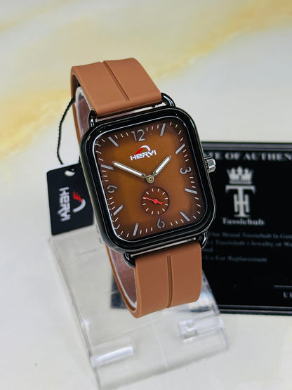 Brown Heryi Seamer Down Second Magnet Strap Watch