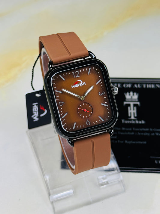 Brown Heryi Seamer Down Second Magnet Strap Watch