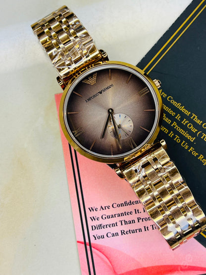 Rose Gold Coffee Emporio Down Second Watch