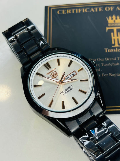 Black White Carrera Day Date Chain Strapped Watch