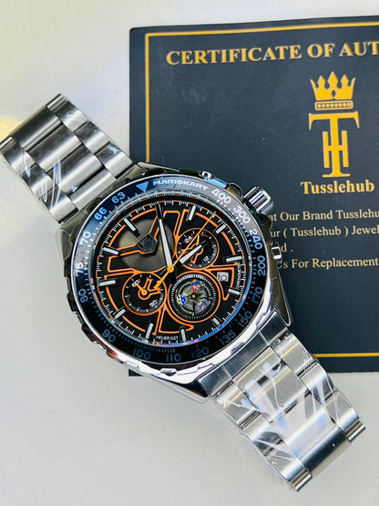 Tag Heur Silver Orange Chronograph Watch