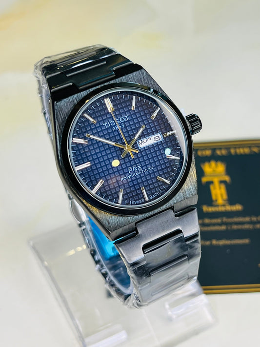 Tissot PRX Black With Deep Blue Textured Dial Watch