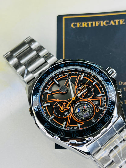 Tag Heur Silver Orange Chronograph Watch
