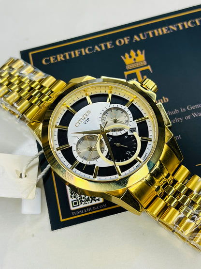 Gold White VIP Chronograph Dial Watch