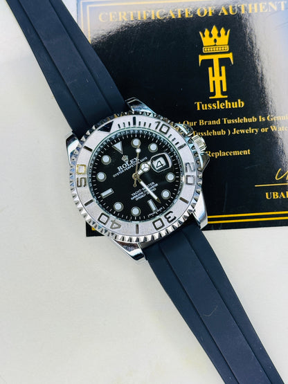 Silver Bezel Black Yatchmaster Watch