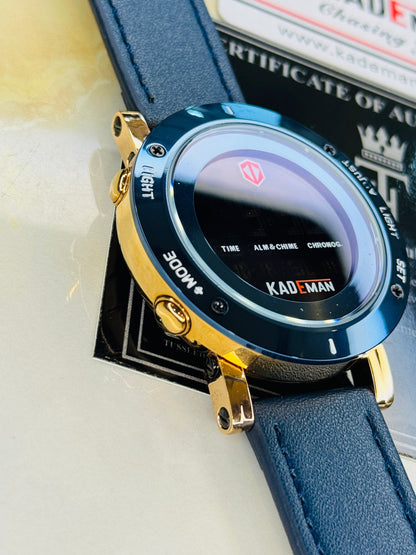 Kademan Tungsten Blue Rose Gold Digital Watch