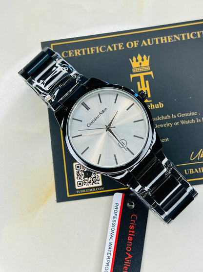 Cristiano Aillen Black Strapped Minimal Watch
