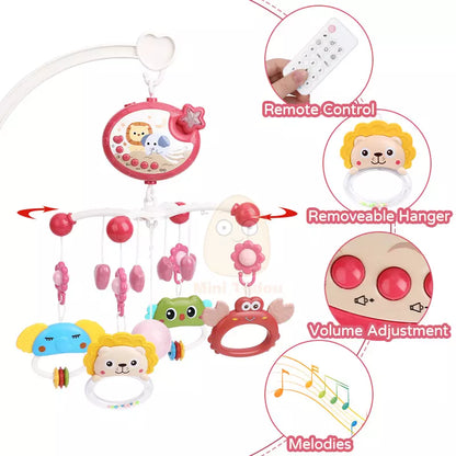 Baby Music Crib/Cot Mobile with Projector And Remote Red