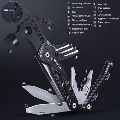 15 in 1 Multifunction Claw Hammer and Plier, Screw drivers, knives, Perfect of Everyday use.