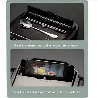 Leak-Resistant Stainless Steel lunch box with 5 compartments  With spoon and sticks