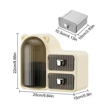 Cute 360° rotating Organizer with 2 drawers