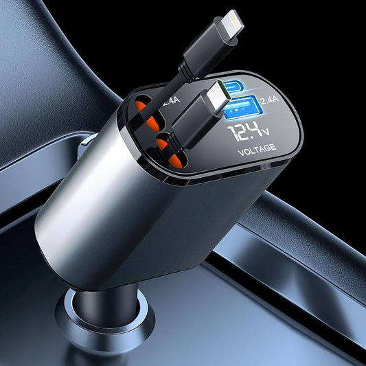 4-In-1 Retractable Car Charger-120W