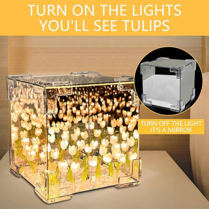 Artificial Tulips in Crystal Box