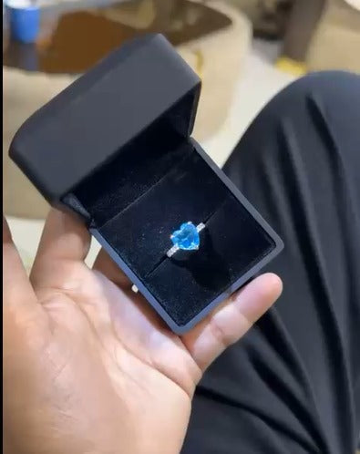 925 Blue Topaz Heart Ring (100% Pure Chandi )