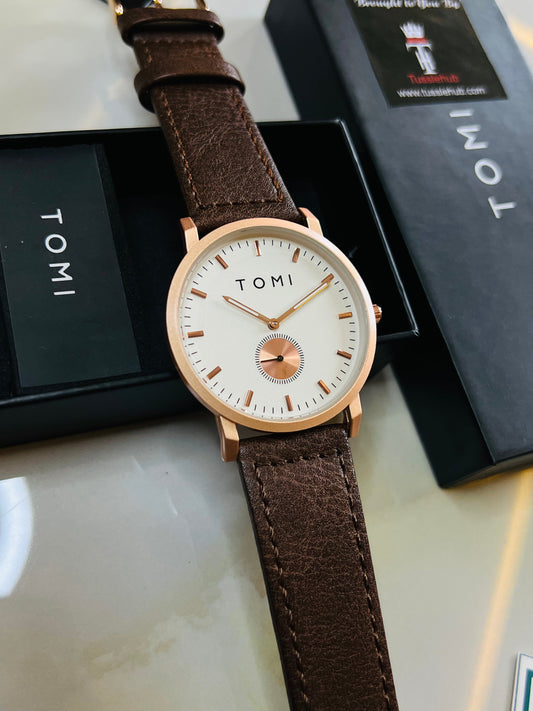 Tomi Down Second Dial Brown Watch