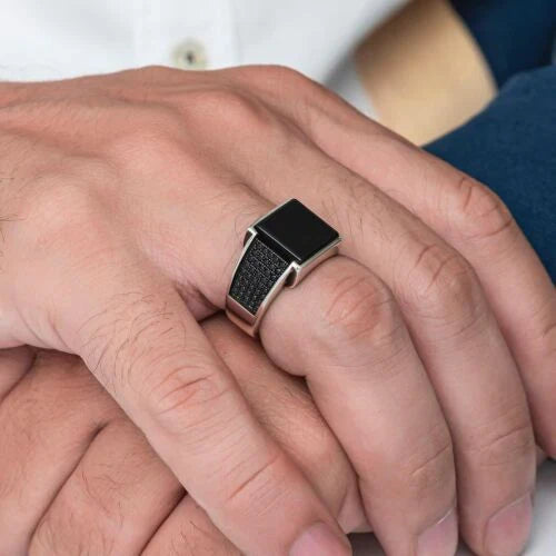 Timeless Black Square Onyx-925