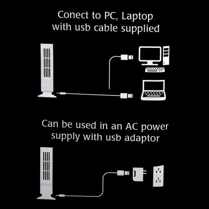 USB Vertical Mini Bladeless Tower Fan 2-Speed Desktop Cooler Air Conditioner